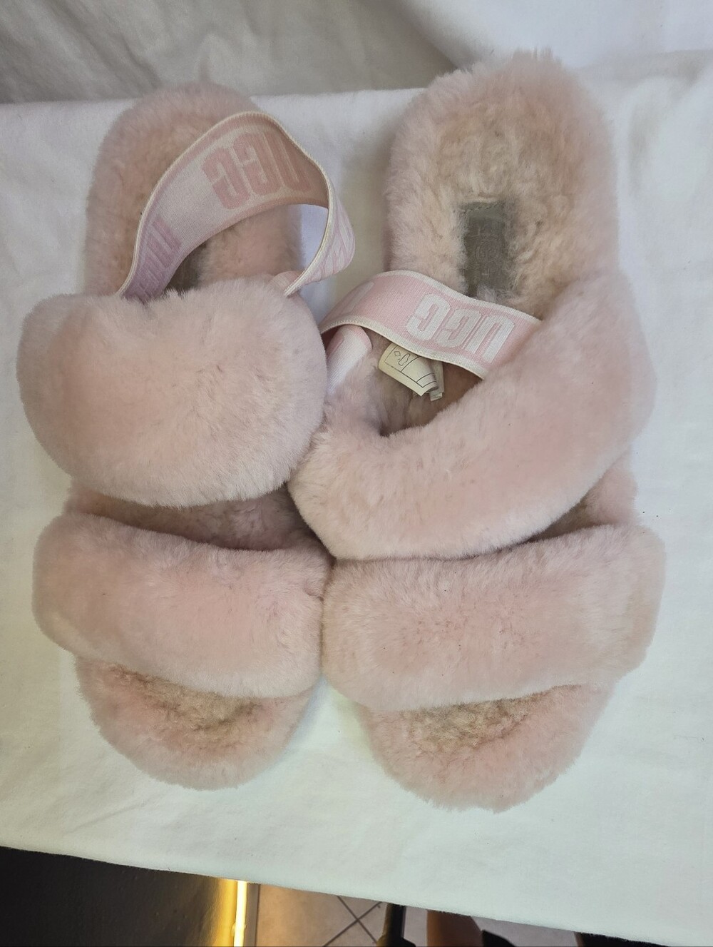 UGG Pink Fluff Slide Sandals - Plush Women's Slippers
